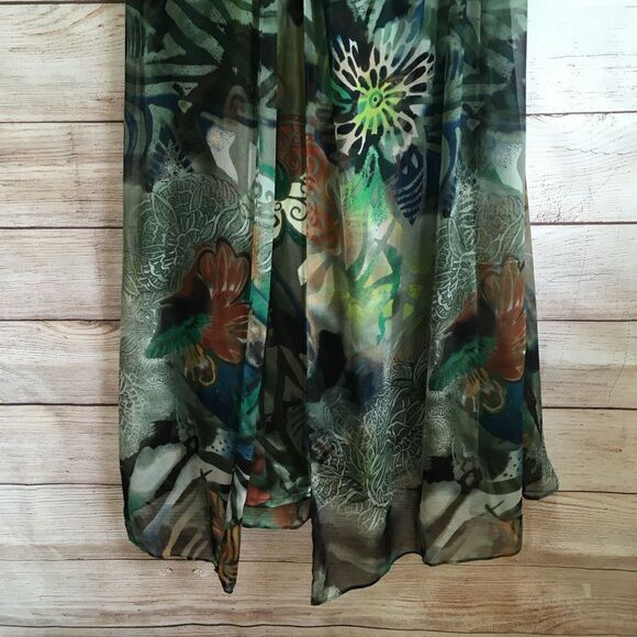 MIDNIGHT VELVET 100% SILK MAXI DRESS IN TROPICAL PRINT - Picture 5 of 12